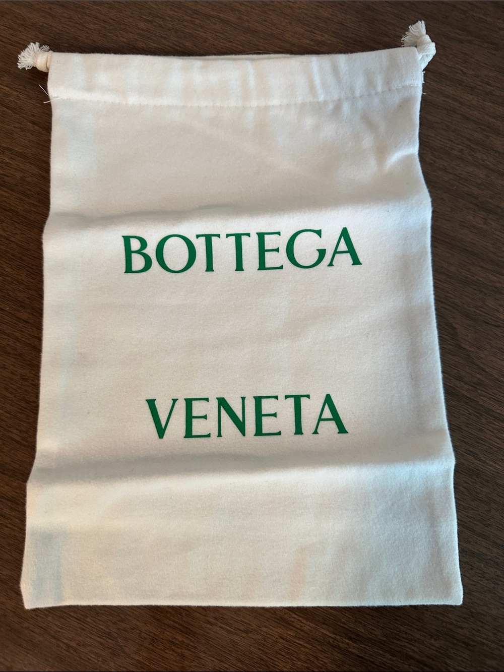 Bottega Veneta Cream Dust Bag with Green Logo